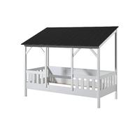MALIA Lit cabane 90x200 avec toit noir