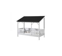 MALIA Lit cabane 90x200 avec toit noir + lit gigogne