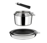 Cuisinox Set de 6 pièces Malice – 3 casseroles, 2 poêles céramique, poignée amovible, tous feux