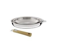 Malice - Série de 2 poêles 20/24 cm inox poignée bois clair
