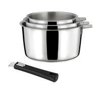 Malice - Série de 3 casseroles 16/18/20cm inox avec poignée noire