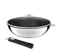 Malice - Wok 28 cm avec revêtement céramique, couvercle et poignée noire