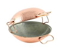 MALI'S 43039 - Cataplana, Sauteuse, Wok en cuivre martelé intérieur étamé - Four, tous feux SAUF induction, Ø 24cm