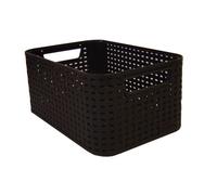 Malle de rangement 6L aspect rotin chocolat