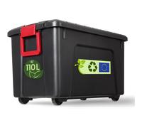 Iris Ohyama, grande boîte de rangement en plastique, 110 l, boîte de garage, noire, empilable, fermetures à cliquet robustes avec poignées, SIA-110