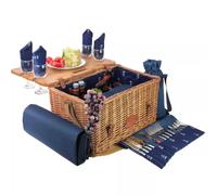 Malle Panier Pique Nique osier avec table Les Jardins de la Comtesse Saint Honoré bleu 4 personnes