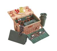 Malle Panier Pique Nique osier avec table Les Jardins de la Comtesse Saint Honoré vert 4 personnes