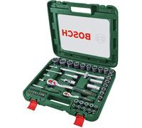 Mallette 60 pièces BOSCH cliquets 1/4"" et 1/2"" - 27 douilles 4 rallonges 20 embouts - Les deux carrés couple jusqu'à 768 Nm