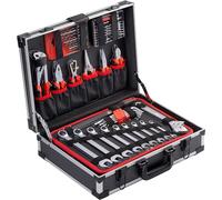 Mallette à outils 161 pièces – Coffret en aluminium robuste – Rempli | Ensemble d'outils pour la maison, le garage et l'atelier, comprenant des clés à cliquet, des douilles, une pince à sertir et des