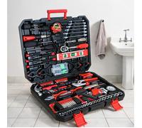 Mallette à outils 238 pièces en acier au carbone noir et rouge, coffret verrouillable pour maintenance professionnelle et