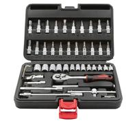 Mallette à outils, 46 pièces, embouts et douilles de 1/4 de pouce, noire