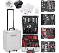 TRESKO - Coffret à outils de 1400 pièces, argenté - Boîte à outils - Set de coffrets à outils sur roulettes