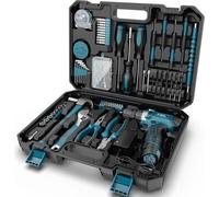 Mallette à outils compacte - 206 pièces - 42x31x10 cm - Bleue - Ensemble d'outils pour tous les travaux