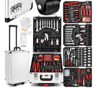 Mallette à Outils Complète 799 Pcs, Caisse à Outils Aluminium sur Roulettes | Valise à Outils 4 Niveaux, Chariot à Outils pour Bricolage, Maison, Garage, Atelier et Auto
