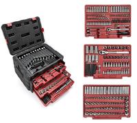 Mallette à outils complète, comprenant 450 pièces, avec un jeu de clés à douille, des embouts et des clés à cliquet