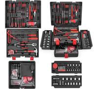Mallette à outils complète - Ensemble complet - Entretien automobile - 132 pièces - 43 cm - Rouge