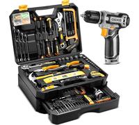 Mallette à outils contenant 238 pièces et une perceuse-visseuse sans fil de 12V