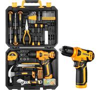Mallette à outils de 126 pièces avec visseuse sans fil 8V, couleur jaune