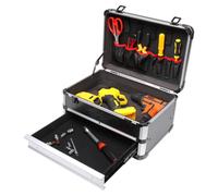 Mallette à outils en aluminium - Mallette rigide portable - Organisateur à tiroirs - Rangement polyvalent pour outils, maquillage et coiffure - Argent