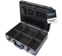 Mallette à outils HMF en aluminium, vide, 17 compartiments pour outils, cloisonnement réglable