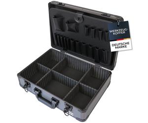 Mallette à outils HMF en aluminium, vide, 17 compartiments pour outils, cloisonnement réglable