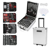 Mallette à outils Peviasot, 1031 pièces, comprenant des roulettes, une poignée télescopique, des profilés en aluminium, un ensemble d'outils pour la maison, la voiture, l'atelier et le garage, avec ac