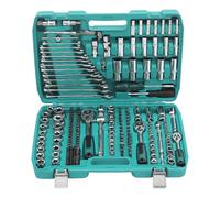 Mallette à outils remplie de 216 pièces - Jeu de clés à douille professionnelle 1/2, 1/4, 3/8 - Boîte à outils à cliquet complète - Boîte à douilles courte et longue pour la maison, l'atelier, la
