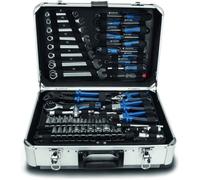 Scheppach TB150 Mallette à outils en aluminium remplie 101 pces Set d'outils | Clé, marteau, pince, tournevis | pour atelier & ménage