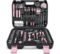 Mallette à outils Sundpey 281 pièces - Kit d'outils complet portable avec jeu de clés à douille Jeu de tournevis Pinces Boîte à outils rose