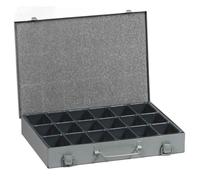 Allit Mallette à petites pièces EuroPlus Metall 34/18 - Acier 18 casiers Gris plateau amovible