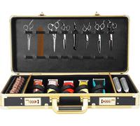 Mallette de coiffeur - Organiseur portable pour outils - Compartiments amovibles - Poignée de transport - Pour coiffeurs, toiletteurs pour animaux, maquilleurs - Noir