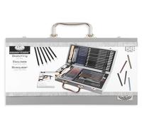 Mallette de dessin de luxe avec 12 crayons graphite et 8 crayons de charbon