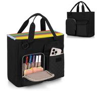 Mallette de grande capacité pour documents A4, portable, noire, dimensions : 30 x 12 x 27 cm
