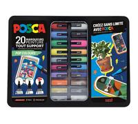 Posca Mallette métal Pop Colours - 20 marqueurs (PC1MC, PC3M, PC5M)