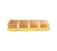 Mallette de rangement avec couvercle transparent et loquet, jaune | 4 compartiments avec couvercle transparent pour trier les vis et les petits objets, rangement d'établi de garage