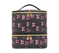 Mallette de rangement de maquillage - Élégant porte-cosmétiques avec nœud, boîte d'accessoires de beauté, trousse à outils de manucure, kit de soins personnels | Mallette de rangement de maquillage