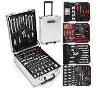 Mallette de rangement en aluminium Vigevee 1031-tlg, avec roulettes et poignée télescopique – Coffret d'outils pour la maison, l'atelier et les véhicules