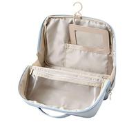 Mallette de rangement lisse pour maquillage avec panneau renforcé et tissu imperméable, convient pour un usage quotidien ou la planification de vacances, planificateur de beauté compact à suspendre