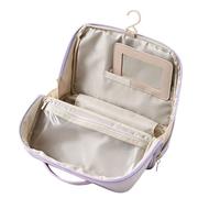 Mallette de rangement lisse pour maquillage avec panneau renforcé et tissu imperméable, convient pour un usage quotidien ou la planification de vacances, planificateur de beauté compact à suspendre