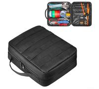 Mallette de rangement portable pour outils 26 x 21 x 10 cm en polyester robuste avec compartiments réglables pour électricien, bricolage, réparation à domicile