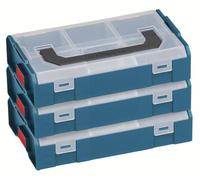 Mallette d'outils compacte, coffret de 3 pièces, bleu, couvercle transparent, dimensions : 26 x 15,6 x 6,3 cm