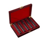 Mallette numismatique en bois Boîte de collecte pièces monnaie en bois 50 , mallette rangement for organisateur commémoratives, à domicile, coussinets intérieurs réglables pour collectionneurs