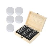 Mallette numismatique en bois Boîte de rangement pièces monnaie avec coussinet réglage, 20/30/50/100 , étui Collection commémoratives en bois réglables, porte-Capsules pour collectionneurs(30PCS)