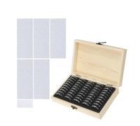 Mallette numismatique en bois Boîte de rangement pièces monnaie avec coussinet réglage, 20/30/50/100 , étui Collection commémoratives en bois réglables, porte-Capsules pour collectionneurs(50PCS)