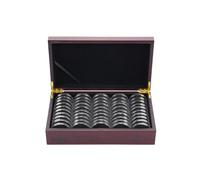 Mallette numismatique en bois Boîte de rangement pièces monnaie en bois, 50 , mallette for commémoratives, étui collection avec coussinet réglage, porte-monnaie Capsules pour collectionneurs