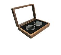 Mallette numismatique en bois Porte-monnaie Wood Challenge, boîte de présentation deux pièces, étui rangement for monnaie en argent, capsules avec joints for 30/35/40mm pour collectionneurs