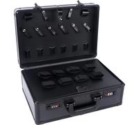 Mallette pour coiffeurs et barbiers - Verrouillable - Grande capacité - Portable - Métal - 40 × 31 × 16 cm - Noir