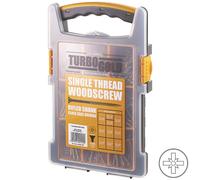 Mallette professionnelle de 1000 vis à bois polyvalentes à tête fraisée PZ TurboGold
