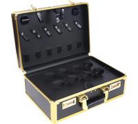 Mallette professionnelle pour coiffeurs - Mallette de rangement métallique verrouillable - Grande capacité - Portable - 40 × 31 × 16 cm - Or