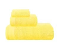 MALLONI HOME Lot de 3 serviettes en coton ultra-douces, contient 1 serviette de bain extra-large 70 x 140 cm, 1 serviette 40 x 60 cm et 1 gant de toilette 30 x 30 cm, Jaune